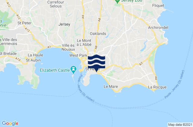 Saint Helier, Jerseyの潮見表地図