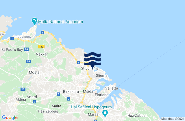 Saint John, Maltaの潮見表地図