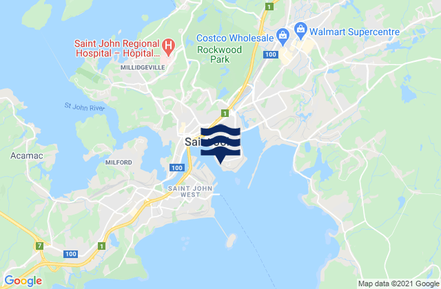 Saint John, Canadaの潮見表地図