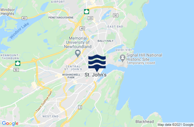 Saint John's, Canadaの潮見表地図