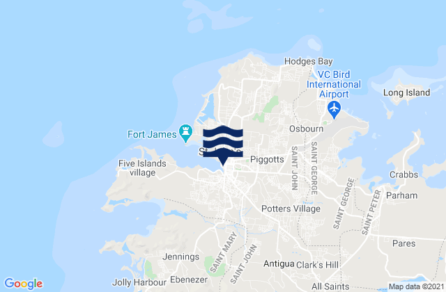 Saint John’s, Antigua and Barbudaの潮見表地図