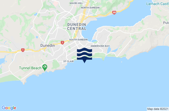 Saint Kilda Beach, New Zealandの潮見表地図