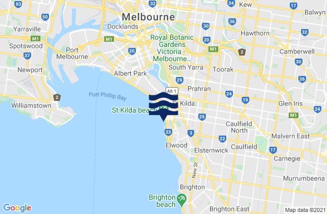 Saint Kilda, Australiaの潮見表地図
