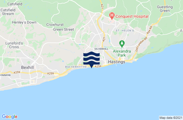 Saint Leonards-on-Sea, United Kingdomの潮見表地図