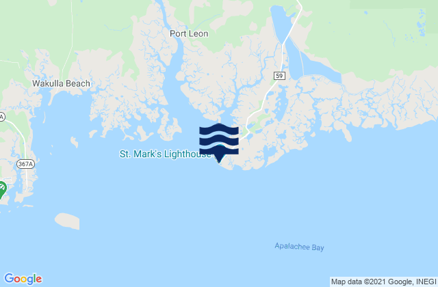 Saint Marks lighthouse, Apalachee Bay, United Statesの潮見表地図