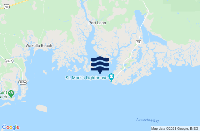 Saint Marks, Saint Marks River, Apalachee Bay, United Statesの潮見表地図