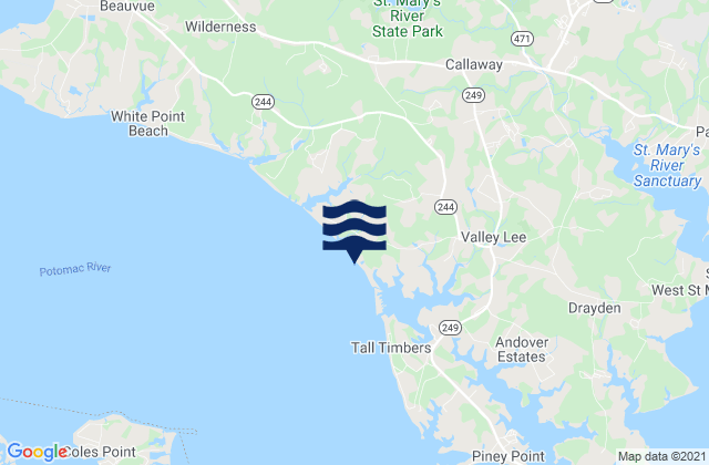 Saint Mary's County, United Statesの潮見表地図