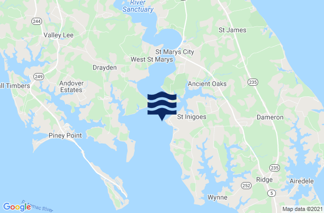 Saint Marys City, United Statesの潮見表地図