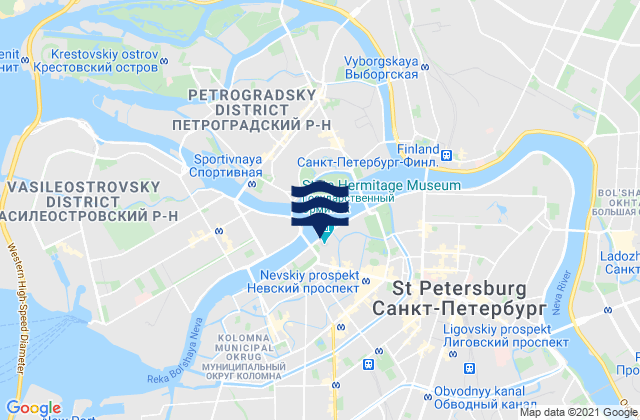 Saint Petersburg, Russiaの潮見表地図