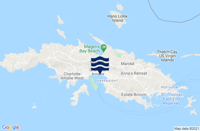 Saint Thomas Island, U.S. Virgin Islandsの潮見表地図