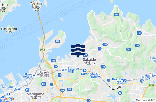 Sakaide Shi, Japanの潮見表地図