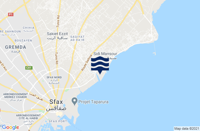 Sakiet Eddaier, Tunisiaの潮見表地図