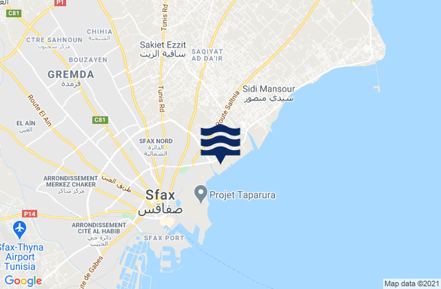 Sakiet Ezzit, Tunisiaの潮見表地図
