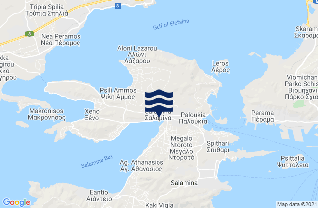 Salamína, Greeceの潮見表地図