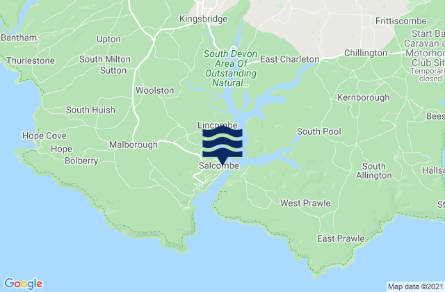 Salcombe, United Kingdomの潮見表地図