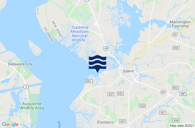 Salem River entrance, United Statesの潮見表地図
