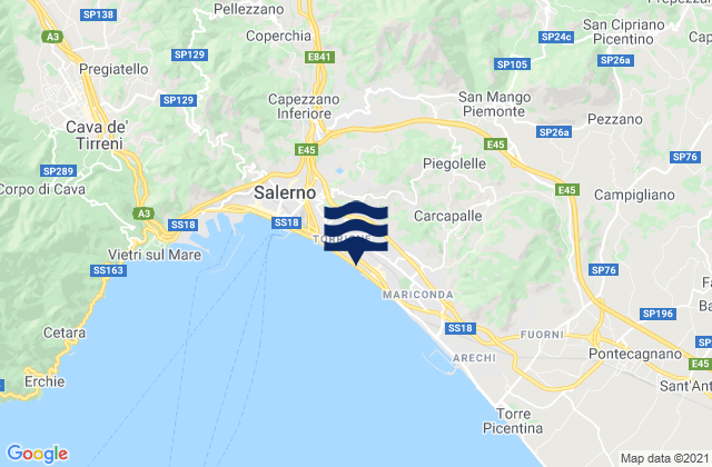 Salerno, Italyの潮見表地図