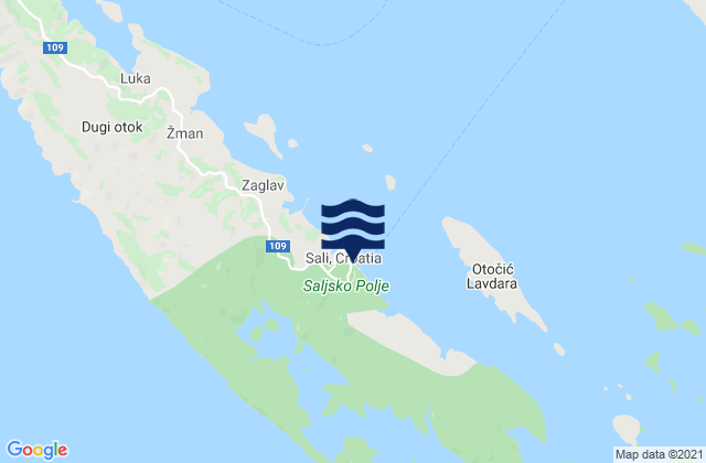Sali, Croatiaの潮見表地図