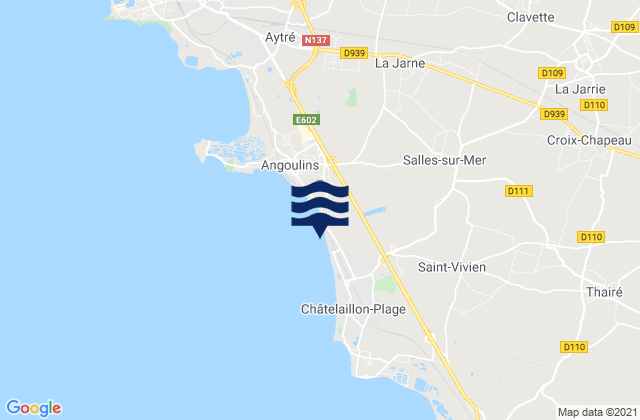 Salles-sur-Mer, Franceの潮見表地図