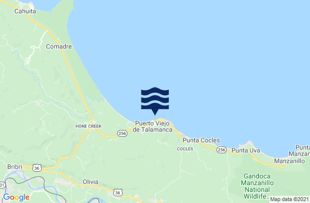 Salsa Brava, Costa Ricaの潮見表地図