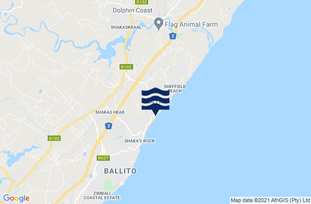 Salt Rock, South Africaの潮見表地図