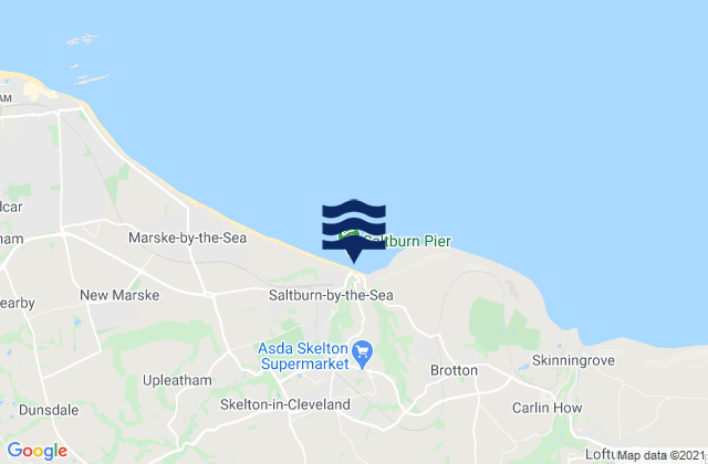 Saltburn Beach, United Kingdomの潮見表地図