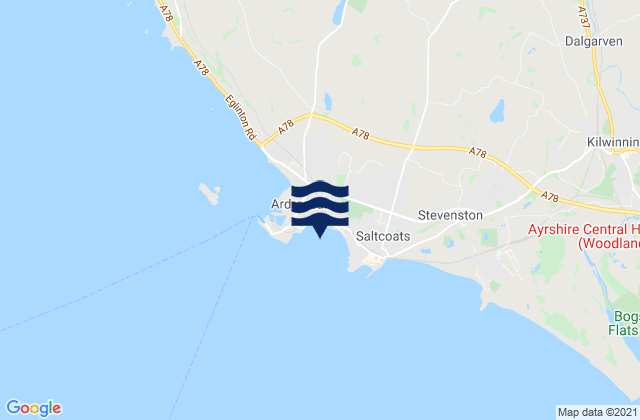 Saltcoats Beach, United Kingdomの潮見表地図