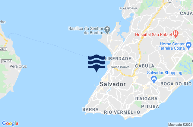 Salvador, Brazilの潮見表地図
