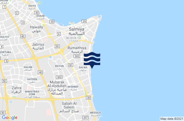 Salwá, Kuwaitの潮見表地図