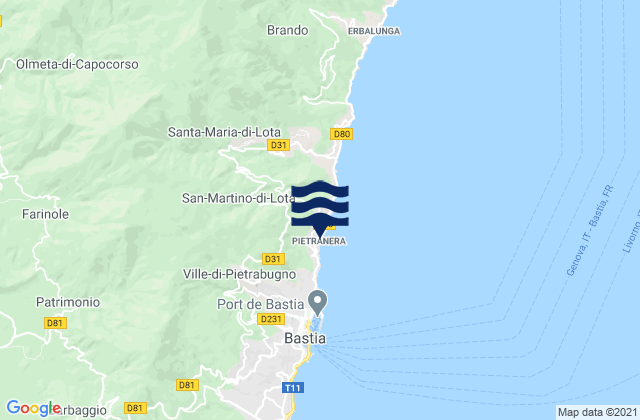 San-Martino-di-Lota, Franceの潮見表地図