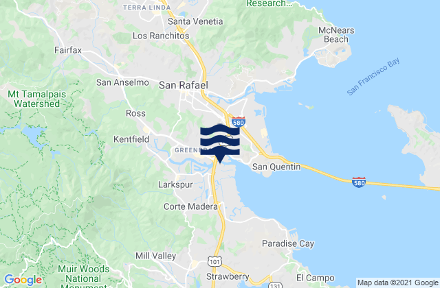 San Anselmo, United Statesの潮見表地図