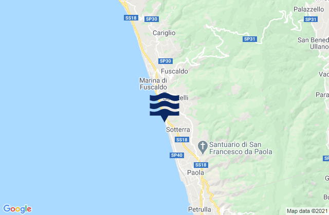 San Benedetto Ullano, Italyの潮見表地図