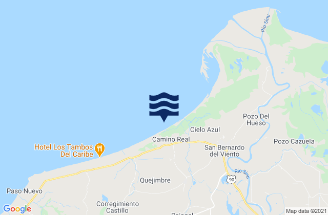 San Bernardo del Viento, Colombiaの潮見表地図