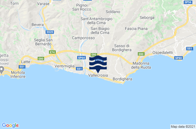 San Biagio della Cima, Italyの潮見表地図