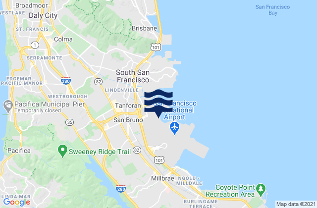 San Bruno, United Statesの潮見表地図
