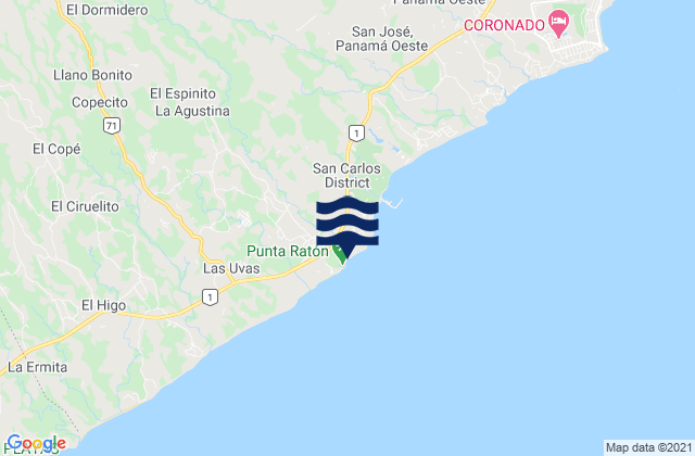 San Carlos, Panamaの潮見表地図