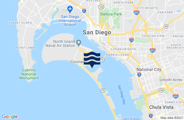 San Diego Bay Entrance, United Statesの潮見表地図