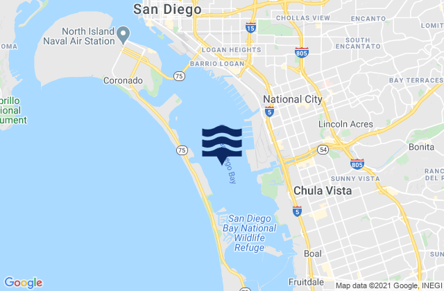 San Diego Bay, United Statesの潮見表地図