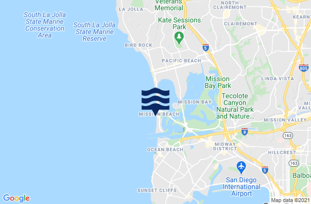 San Diego Mission Beach, United Statesの潮見表地図