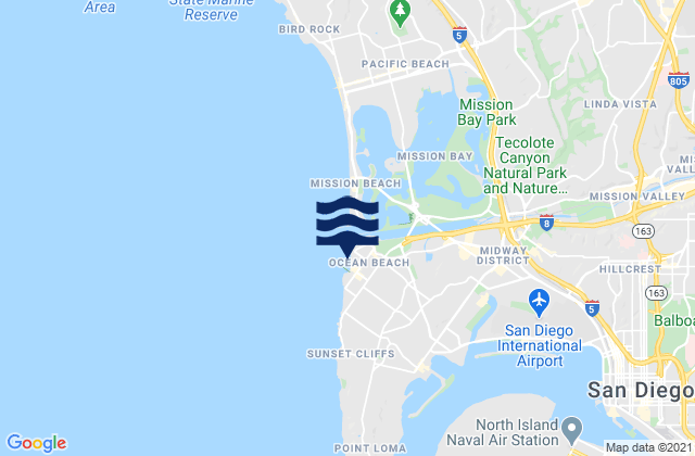 San Diego Ocean Beach Park, United Statesの潮見表地図