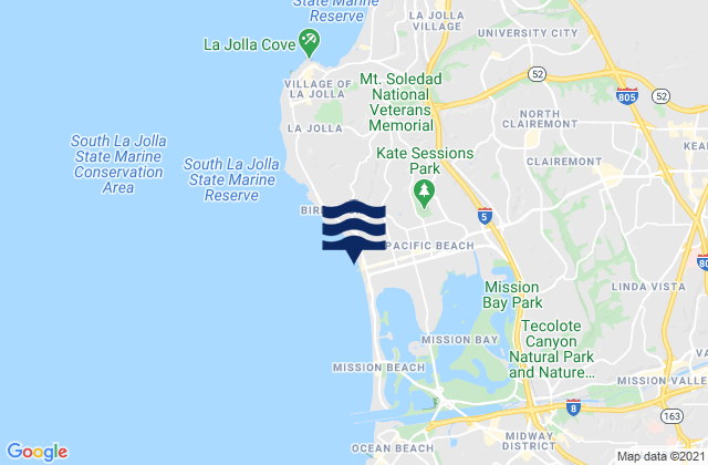 San Diego Pacific Beach, United Statesの潮見表地図