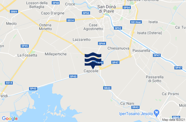 San Donà di Piave, Italyの潮見表地図