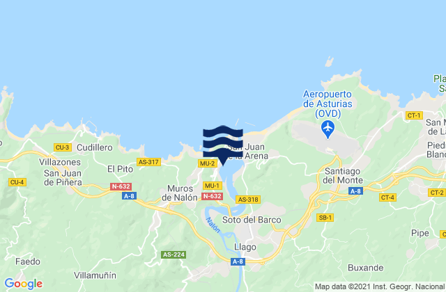 San Esteban de Pravia, Spainの潮見表地図