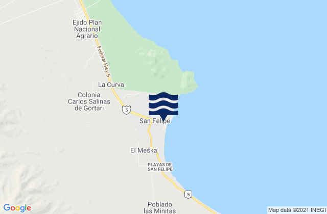 San Felipe, Mexicoの潮見表地図