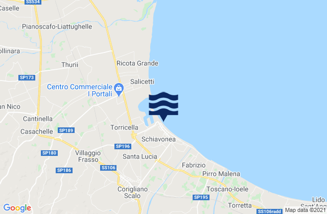 San Giorgio Albanese, Italyの潮見表地図