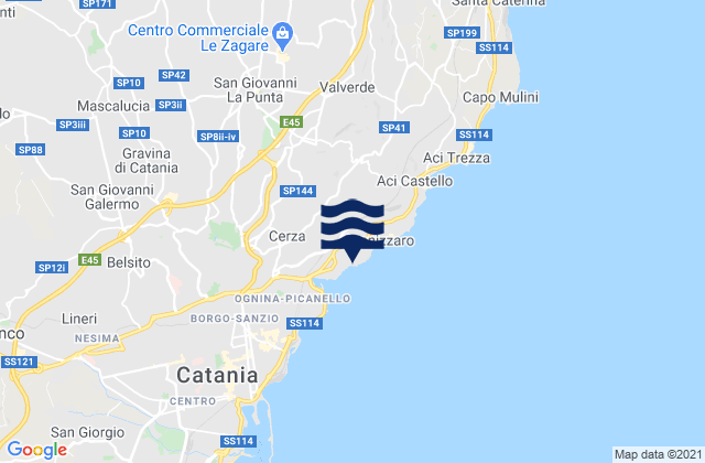 San Gregorio di Catania, Italyの潮見表地図