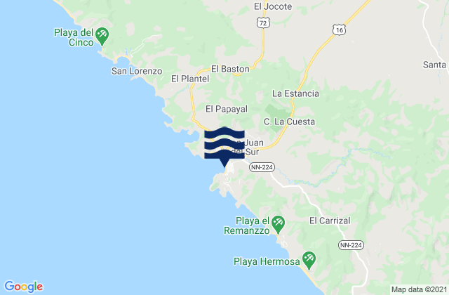 San Juan del Sur, Nicaraguaの潮見表地図