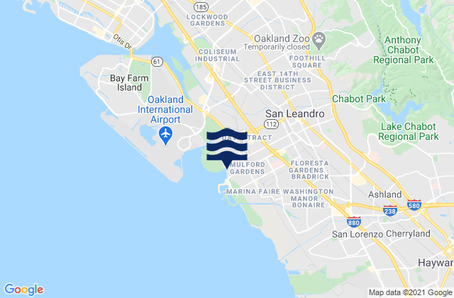 San Leandro, United Statesの潮見表地図