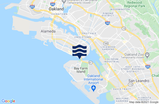 San Leandro Channel San Leandro Bay, United Statesの潮見表地図