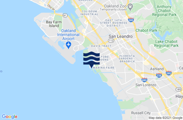 San Leandro Marina, United Statesの潮見表地図